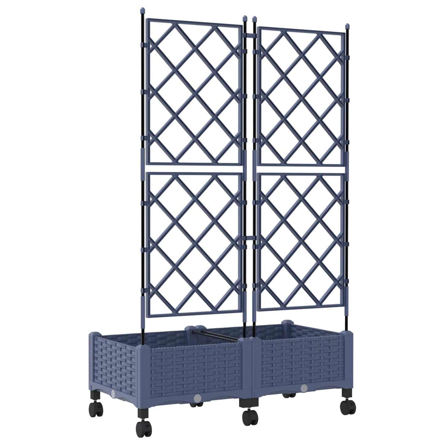 Garden Planter with Trellis&Wheels 2 pcs Grey PP
