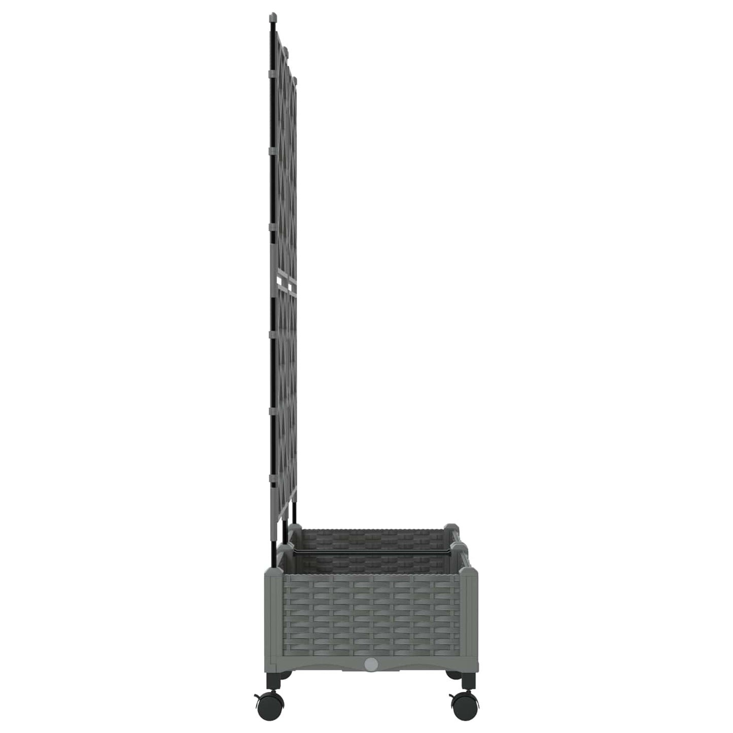 Garden Planter with Trellis&Wheels 2 pcs Light Grey PP