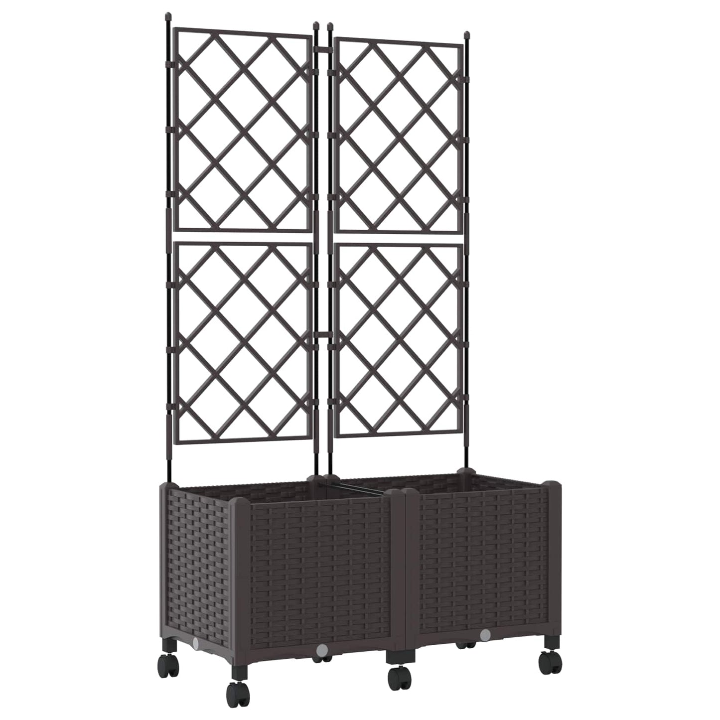 Garden Planter with Trellis&Wheels 2 pcs Brown 80 x 40 x 149 cm