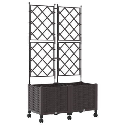 Garden Planter with Trellis&Wheels 2 pcs Brown 80 x 40 x 149 cm