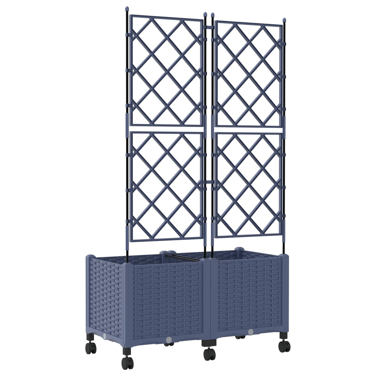 Garden Planter with Trellis&Wheels 2 pcs Grey 80 x 40 x 149 cm