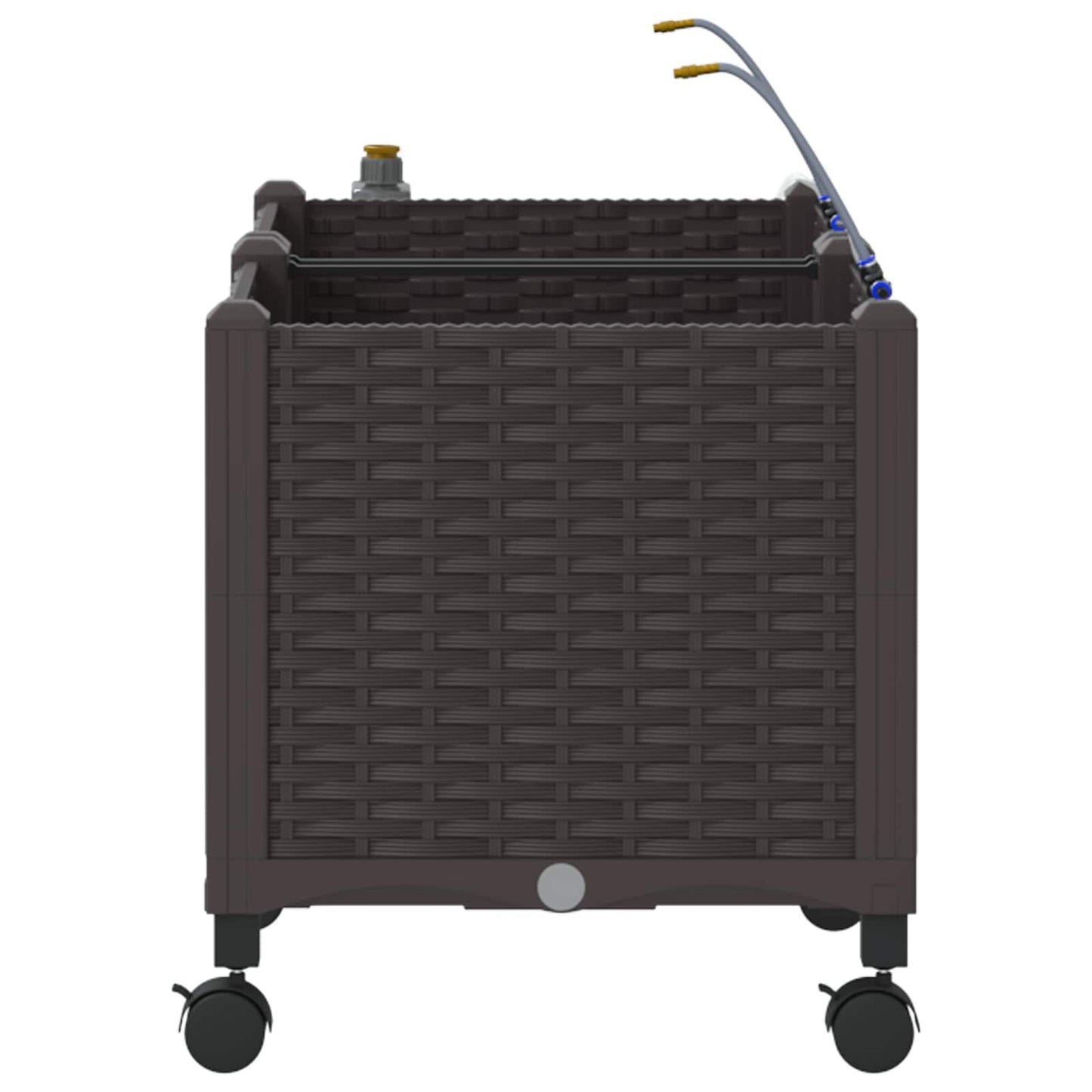 Garden Planter with Irrigation&Wheels 2 pcs Brown PP