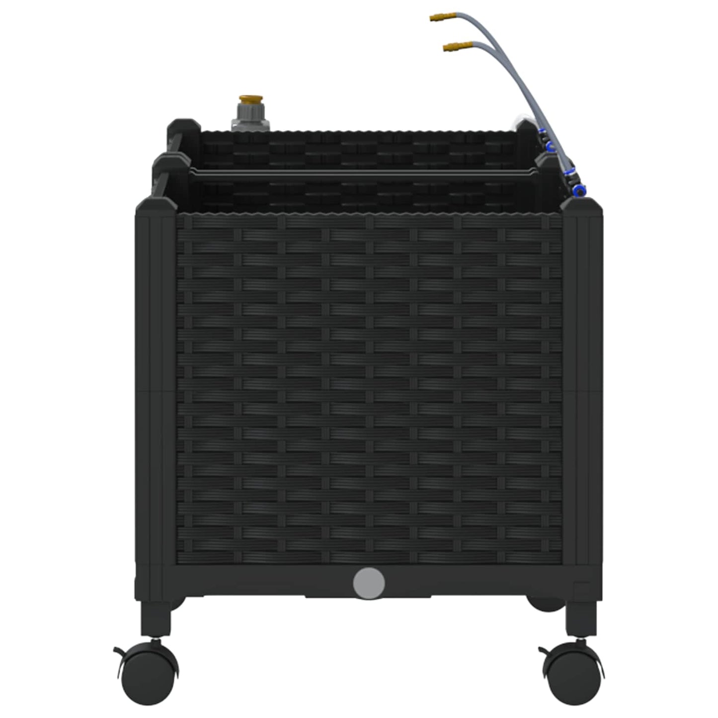 Garden Planter with Irrigation&Wheels 2 pcs Black PP