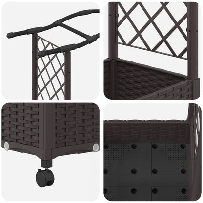 Raised Bed with Trellis and Roof Brown 124 x 40 x 129 cm PP