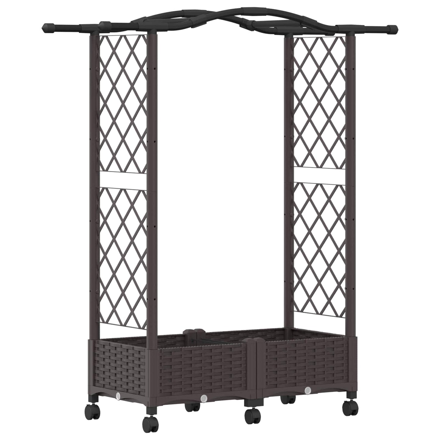 Raised Bed with Trellis and Roof Brown 124 x 40 x 129 cm PP
