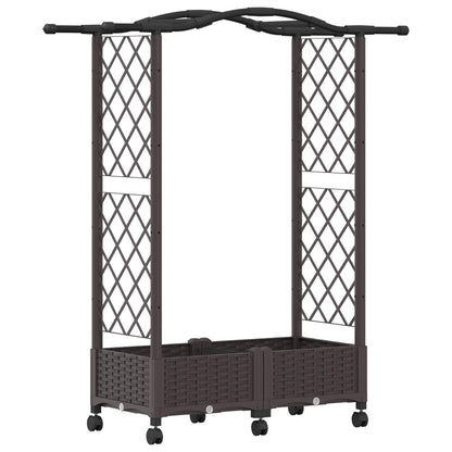 Raised Bed with Trellis and Roof Brown 124 x 40 x 129 cm PP