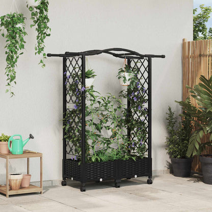Raised Bed with Trellis and Roof Black 124 x 40 x 129 cm PP