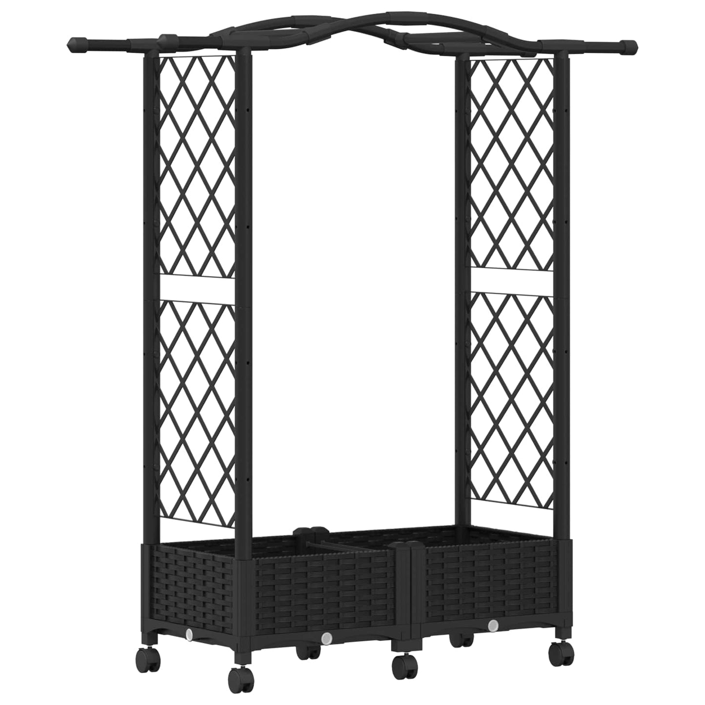 Raised Bed with Trellis and Roof Black 124 x 40 x 129 cm PP