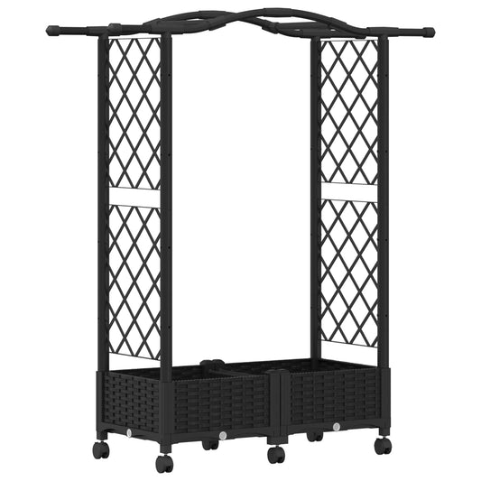 Raised Bed with Trellis and Roof Black 124 x 40 x 129 cm PP