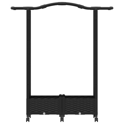 Raised Bed with Trellis and Roof Black 124 x 40 x 129 cm PP
