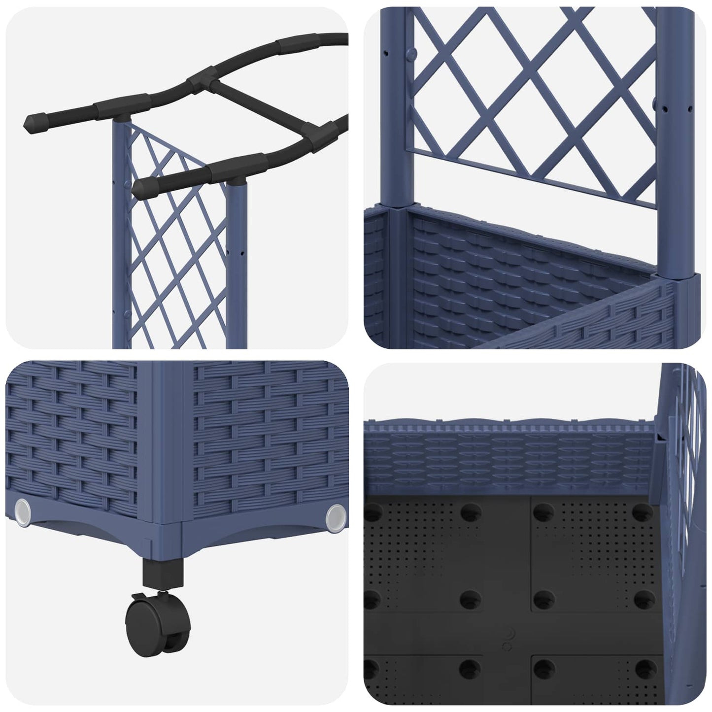 Raised Bed with Trellis and Roof Grey 124 x 40 x 129 cm PP