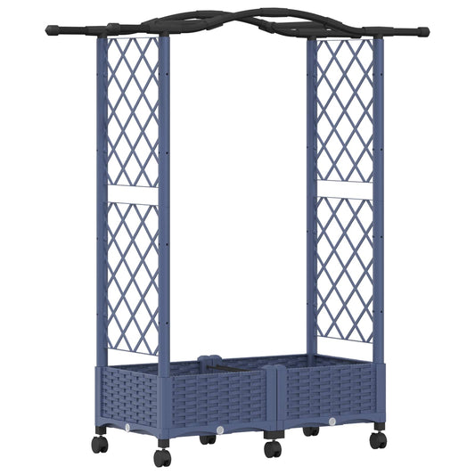 Raised Bed with Trellis and Roof Grey 124 x 40 x 129 cm PP