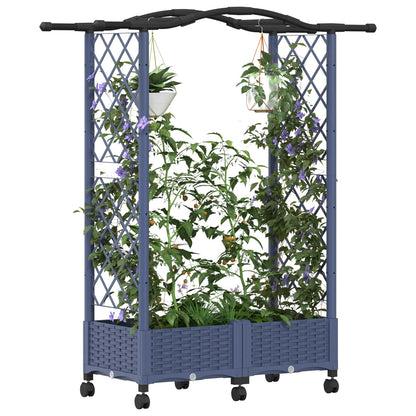 Raised Bed with Trellis and Roof Grey 124 x 40 x 129 cm PP
