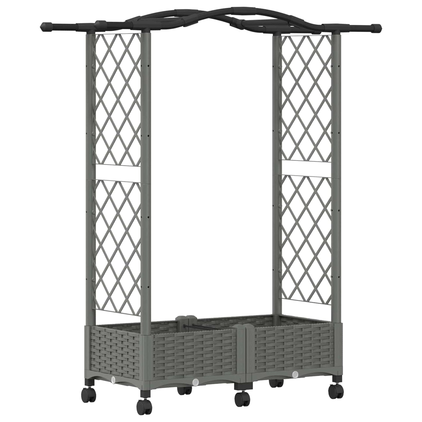 Raised Bed with Trellis and Roof Light Grey 124 x 40 x 129 cm