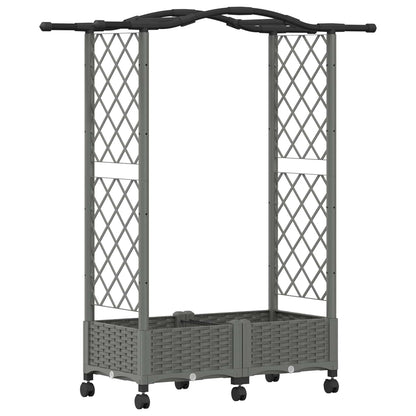 Raised Bed with Trellis and Roof Light Grey 124 x 40 x 129 cm