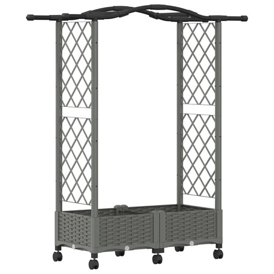 Raised Bed with Trellis and Roof Light Grey 124 x 40 x 129 cm