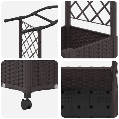 Raised Bed with Trellis and Roof Brown 125 x 40 x 144 cm PP