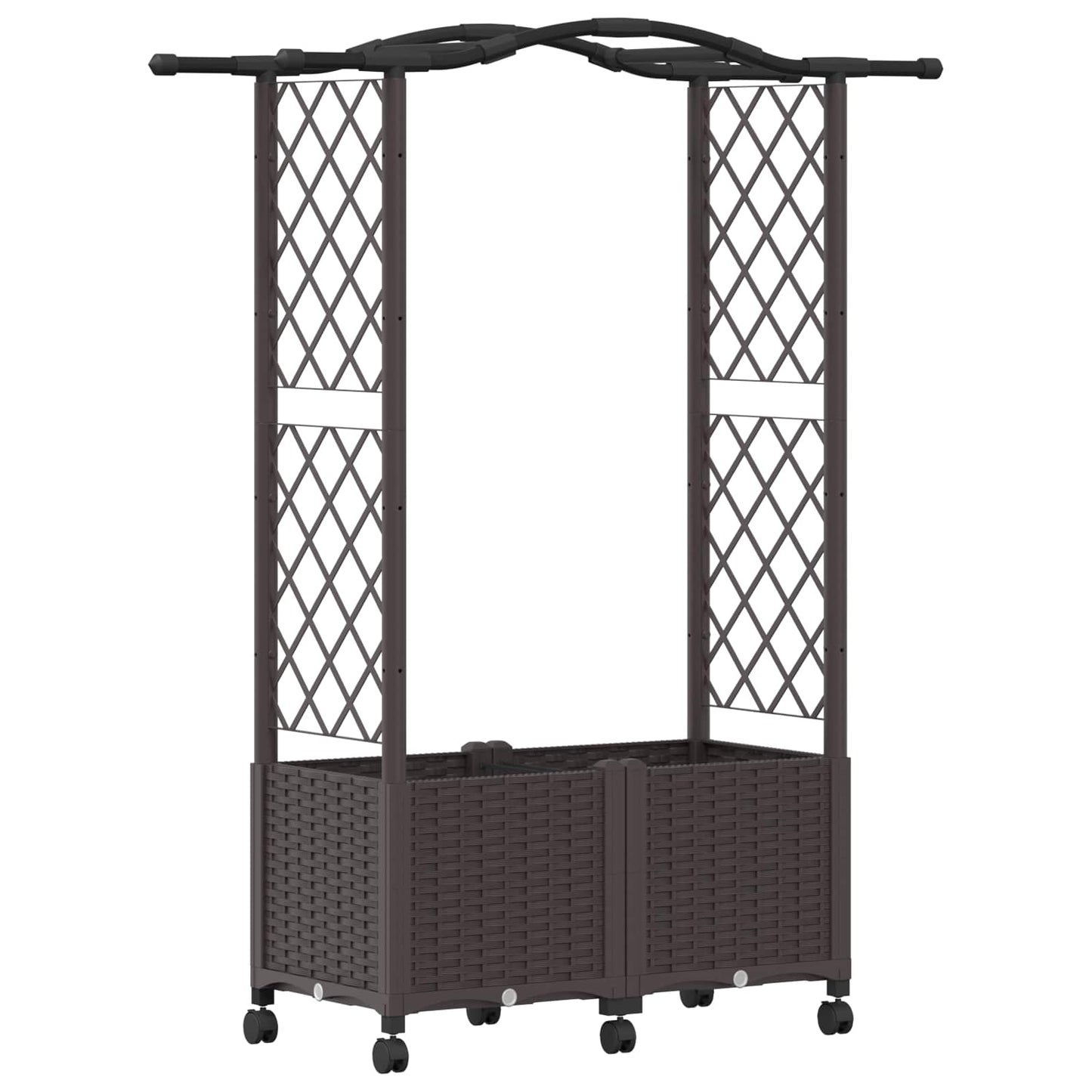 Raised Bed with Trellis and Roof Brown 125 x 40 x 144 cm PP