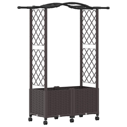 Raised Bed with Trellis and Roof Brown 125 x 40 x 144 cm PP
