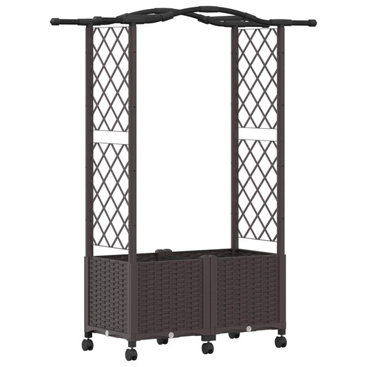 Raised Bed with Trellis and Roof Brown 125 x 40 x 144 cm PP