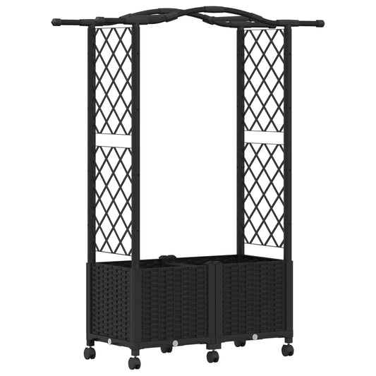 Raised Bed with Trellis and Roof Black 125 x 40 x 144 cm PP