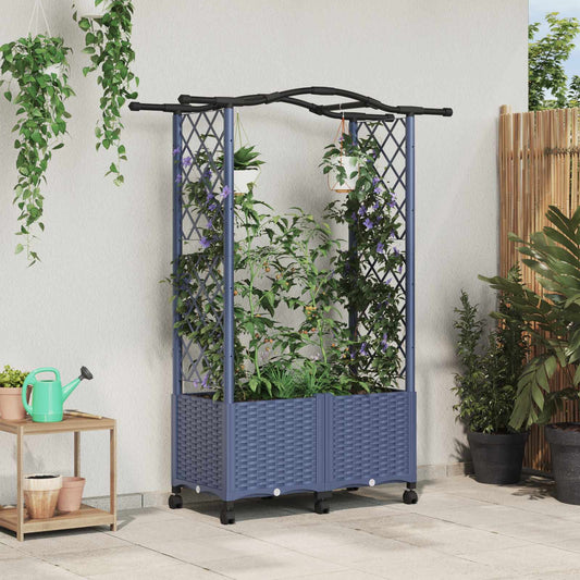 Raised Bed with Trellis and Roof Grey 125 x 40 x 144 cm PP