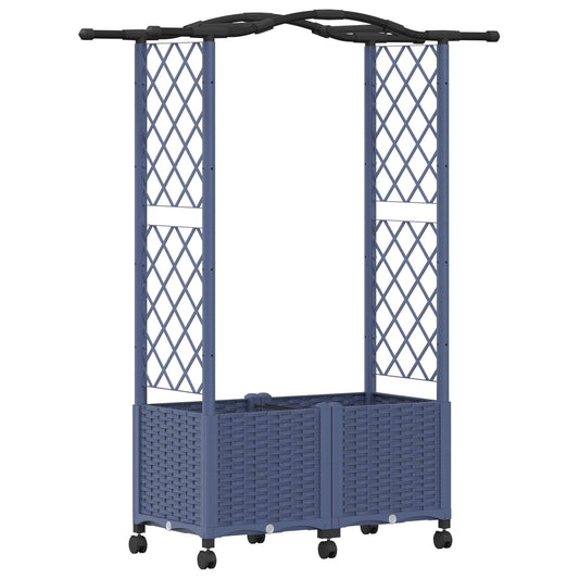 Raised Bed with Trellis and Roof Grey 125 x 40 x 144 cm PP