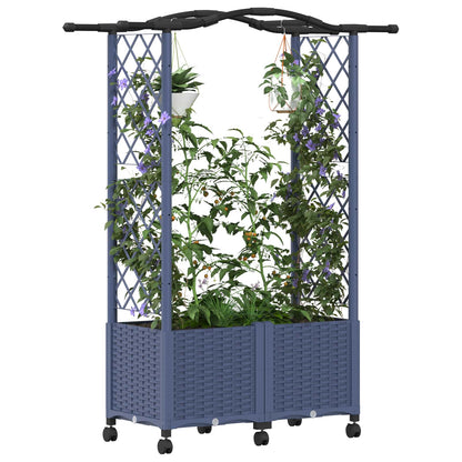 Raised Bed with Trellis and Roof Grey 125 x 40 x 144 cm PP
