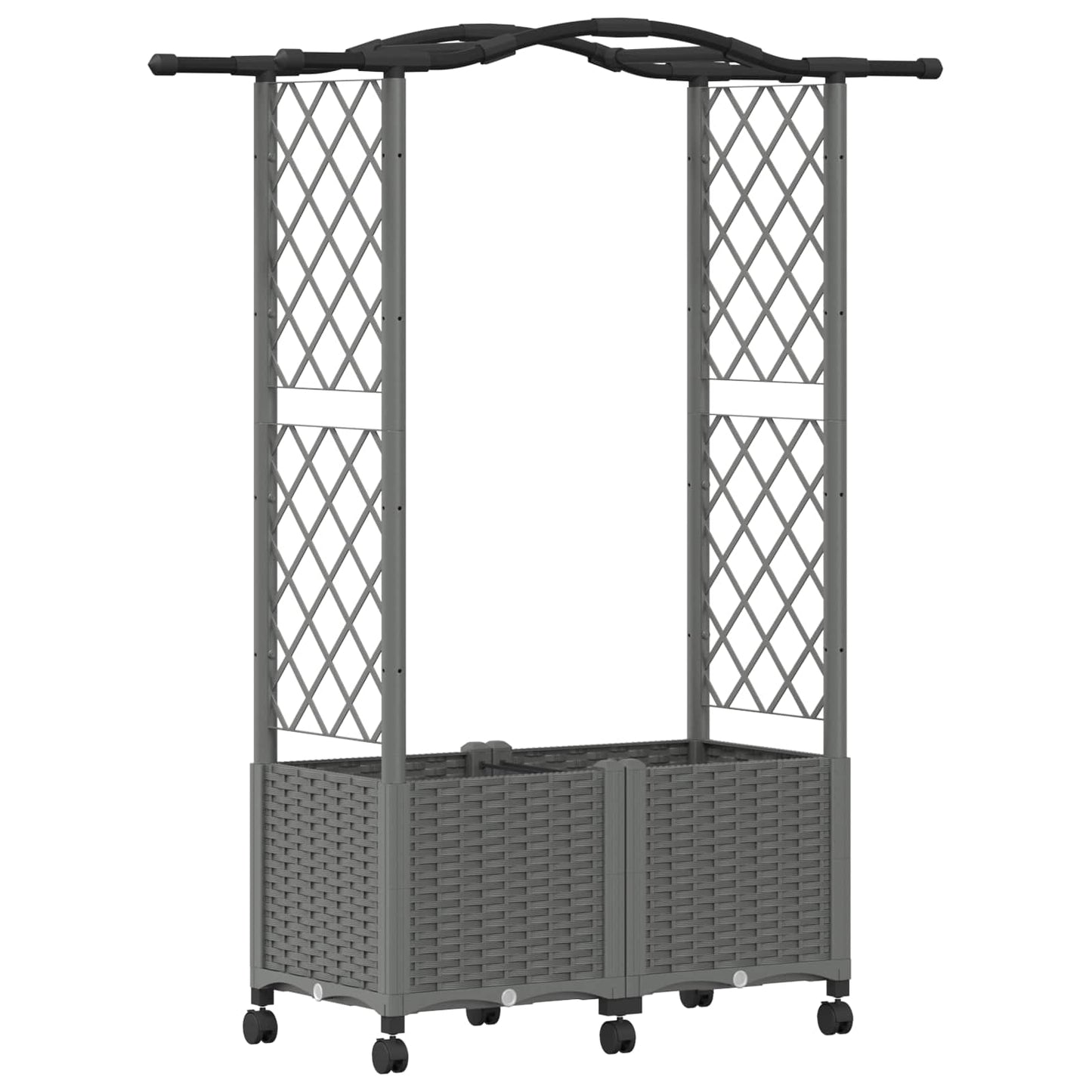 Raised Bed with Trellis and Roof Light Grey 125 x 40 x 144 cm