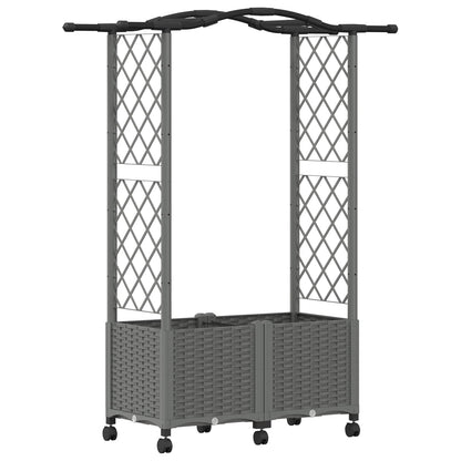 Raised Bed with Trellis and Roof Light Grey 125 x 40 x 144 cm