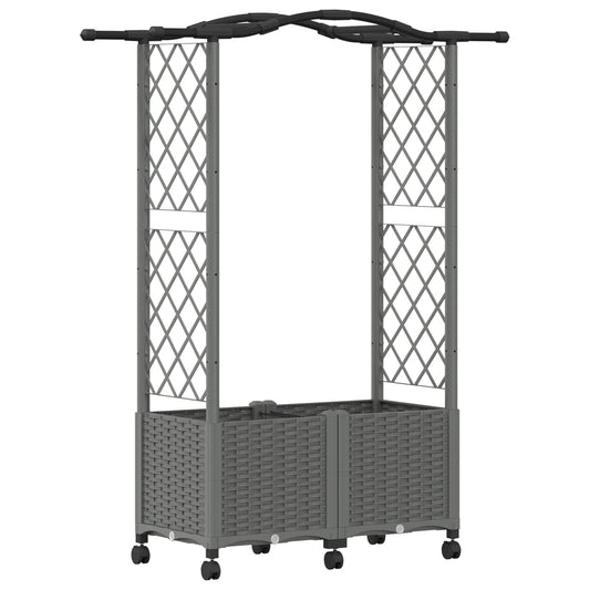 Raised Bed with Trellis and Roof Light Grey 125 x 40 x 144 cm