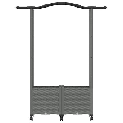 Raised Bed with Trellis and Roof Light Grey 125 x 40 x 144 cm