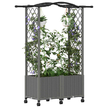 Raised Bed with Trellis and Roof Light Grey 125 x 40 x 144 cm