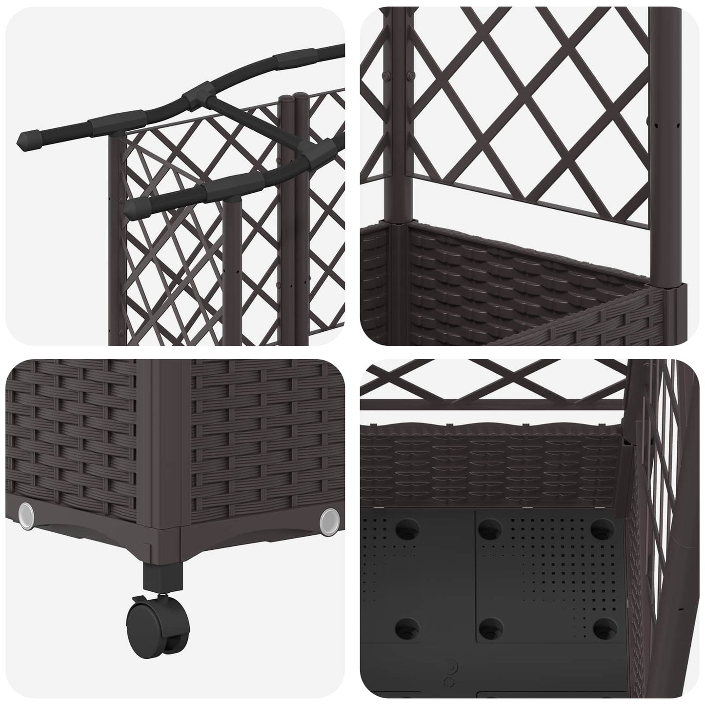 Raised Bed with Trellis and Roof Brown 124 x 40 x 129 cm PP