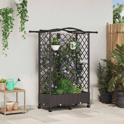 Raised Bed with Trellis and Roof Brown 124 x 40 x 129 cm PP