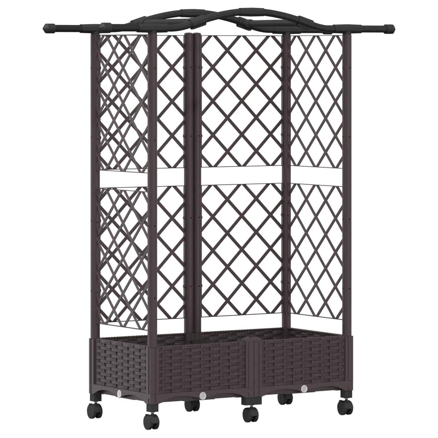 Raised Bed with Trellis and Roof Brown 124 x 40 x 129 cm PP