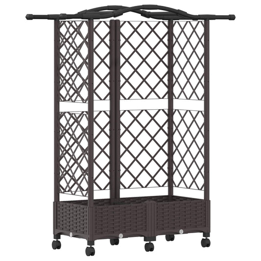 Raised Bed with Trellis and Roof Brown 124 x 40 x 129 cm PP