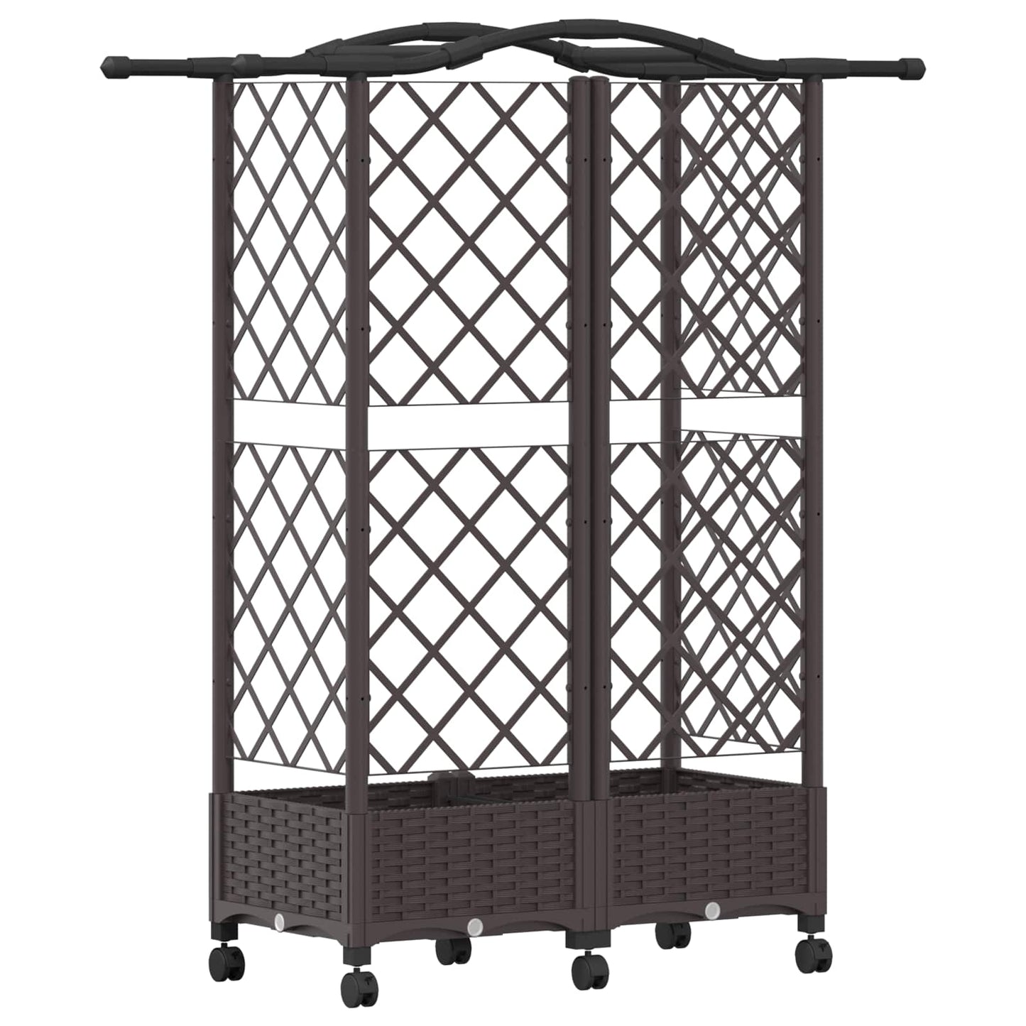 Raised Bed with Trellis and Roof Brown 124 x 40 x 129 cm PP
