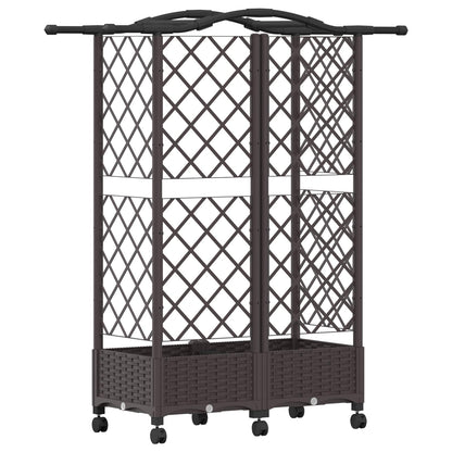 Raised Bed with Trellis and Roof Brown 124 x 40 x 129 cm PP