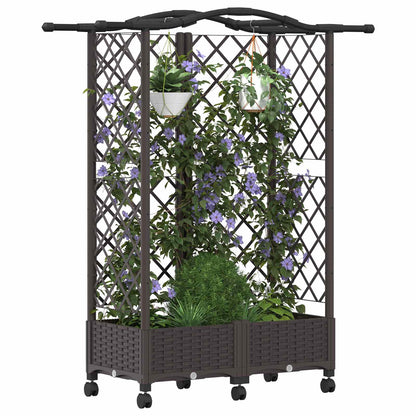 Raised Bed with Trellis and Roof Brown 124 x 40 x 129 cm PP
