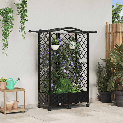 Raised Bed with Trellis and Roof Black 124 x 40 x 129 cm PP