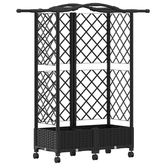 Raised Bed with Trellis and Roof Black 124 x 40 x 129 cm PP