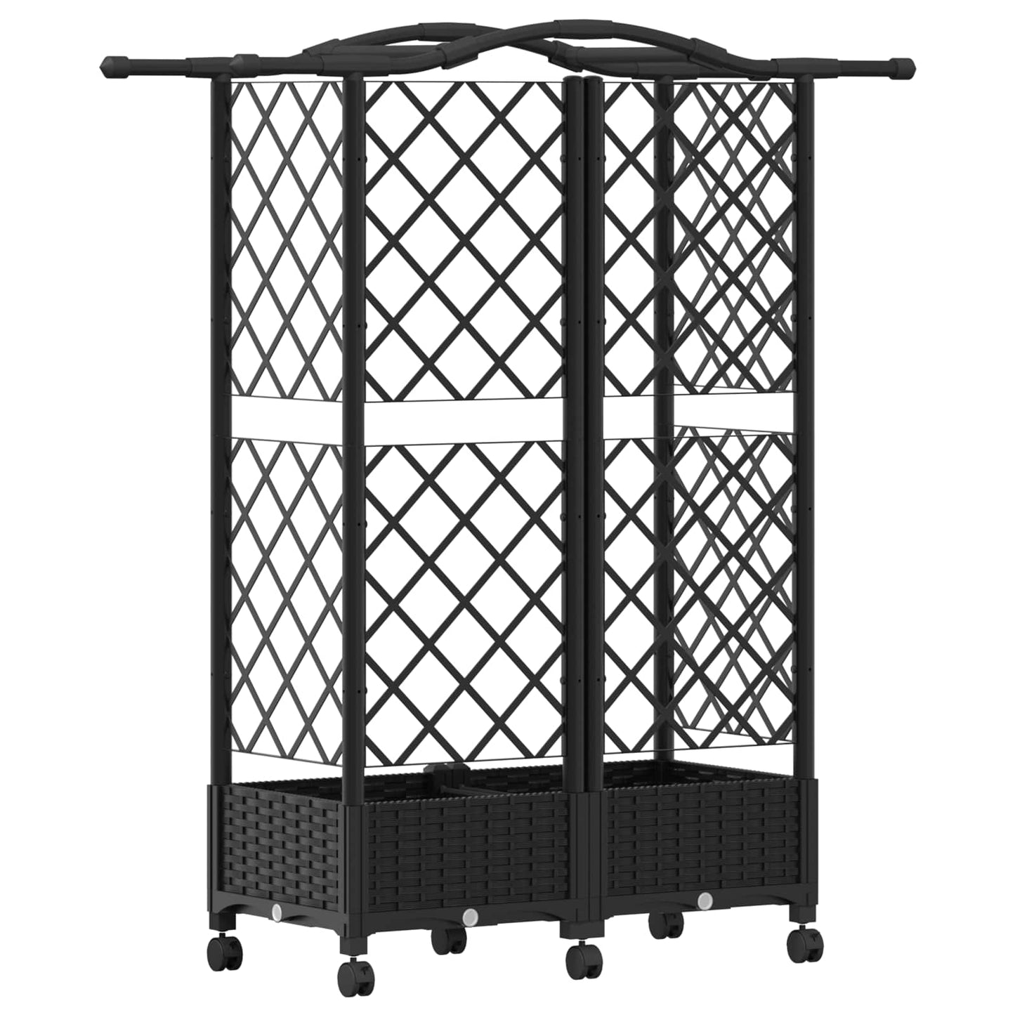 Raised Bed with Trellis and Roof Black 124 x 40 x 129 cm PP