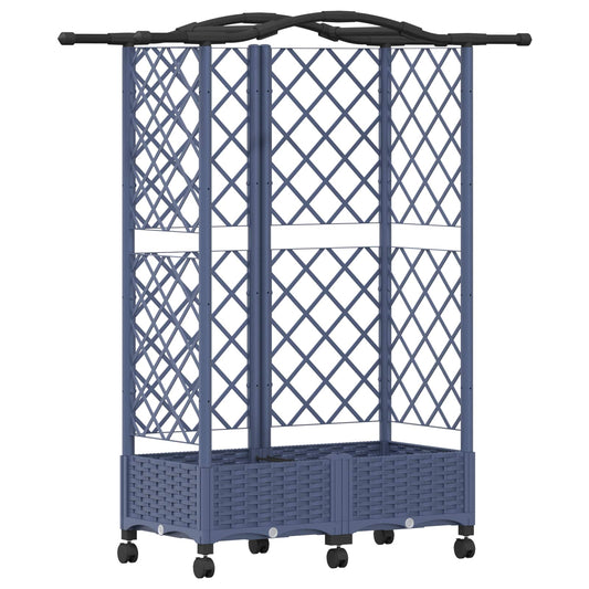 Raised Bed with Trellis and Roof Grey 124 x 40 x 129 cm PP