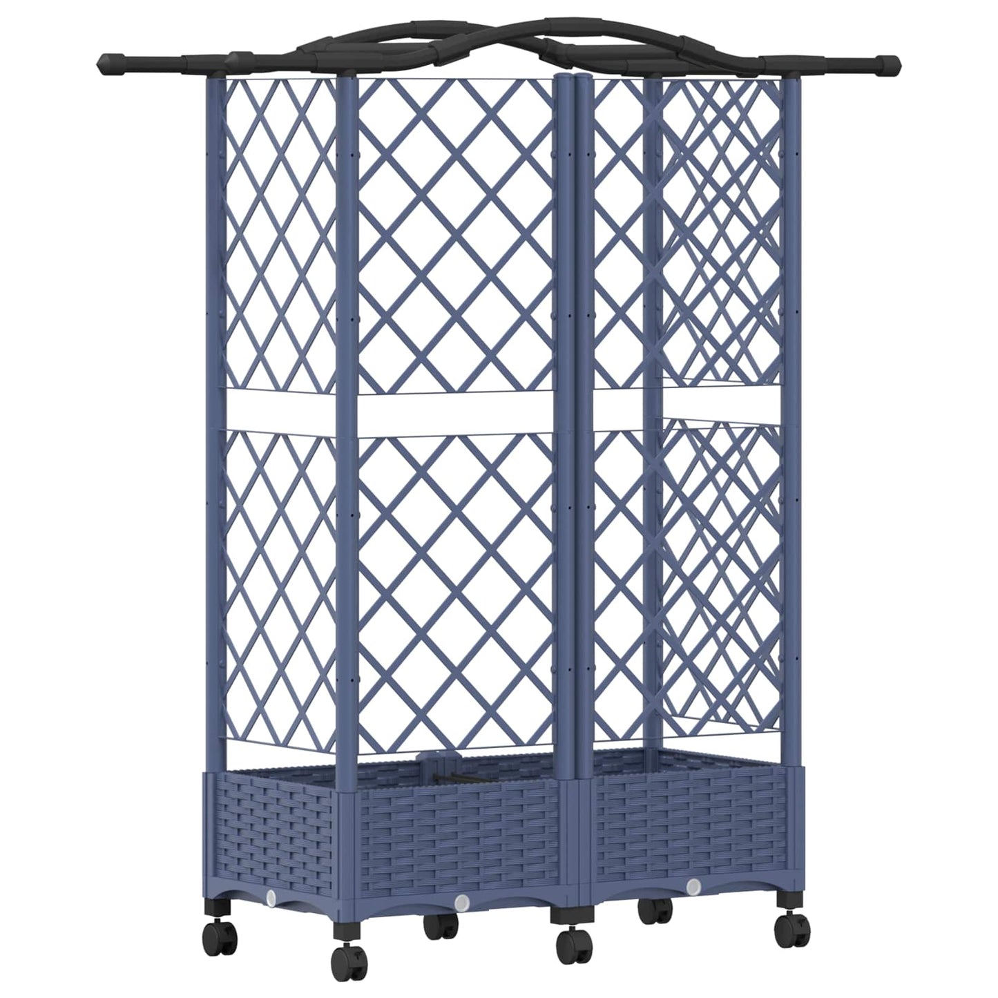 Raised Bed with Trellis and Roof Grey 124 x 40 x 129 cm PP