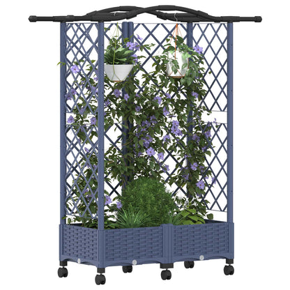 Raised Bed with Trellis and Roof Grey 124 x 40 x 129 cm PP