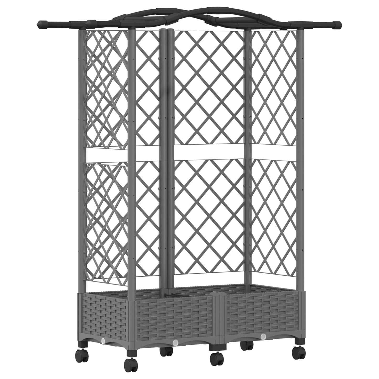 Raised Bed with Trellis and Roof Light Grey 124 x 40 x 129 cm