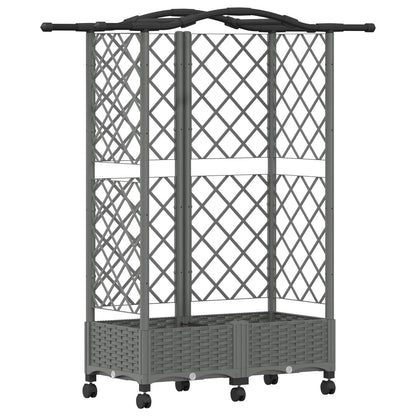 Raised Bed with Trellis and Roof Light Grey 124 x 40 x 129 cm