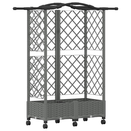 Raised Bed with Trellis and Roof Light Grey 124 x 40 x 129 cm