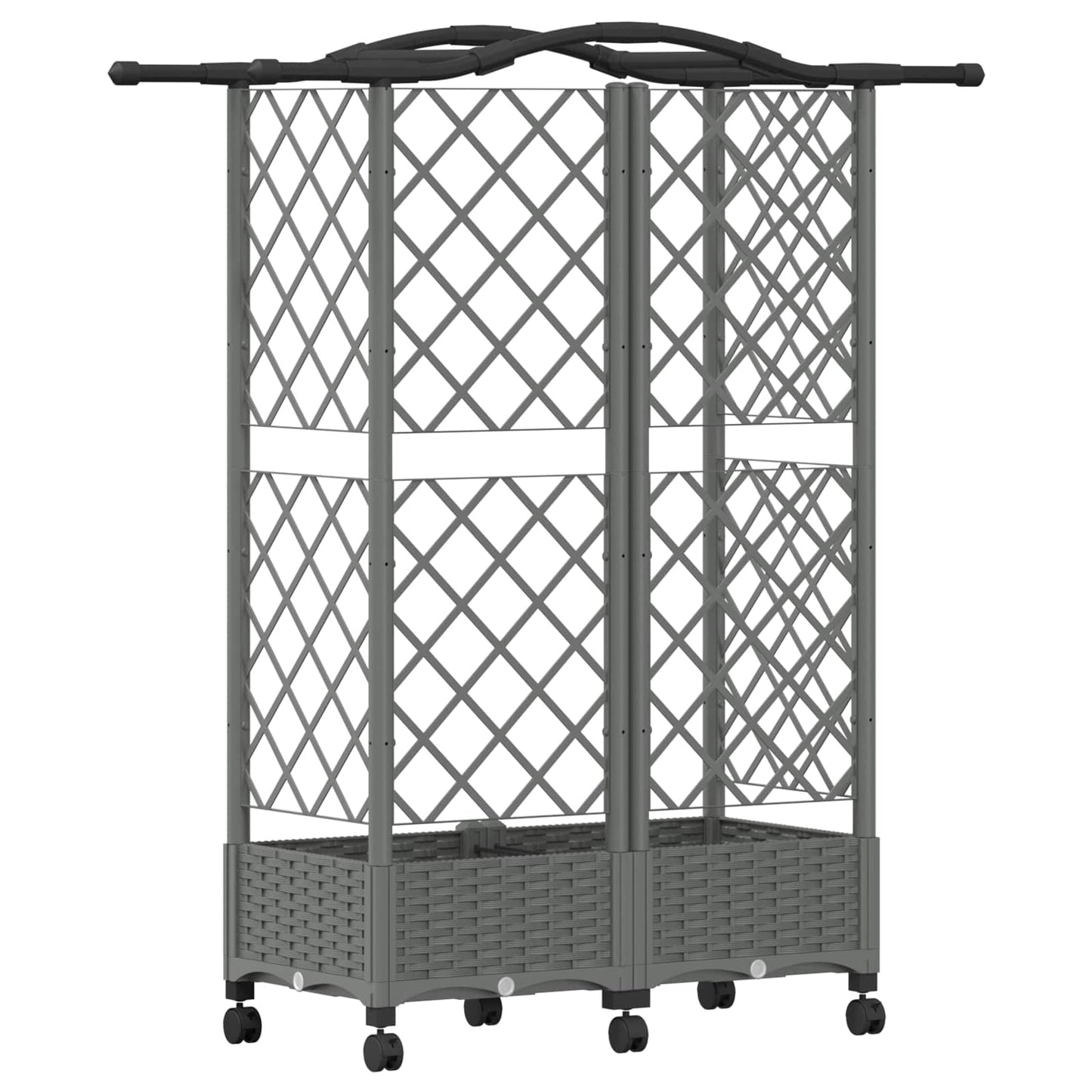 Raised Bed with Trellis and Roof Light Grey 124 x 40 x 129 cm